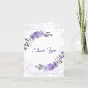 Cartão De Agradecimento Floral Roxo Dobrado