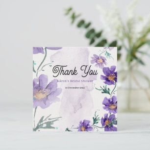 Cartão de Agradecimento Floral Roxo Elegante
