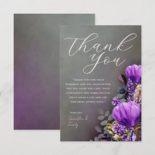 Cartão de Agradecimento Floral Roxo Elegante