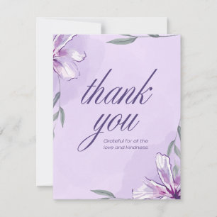 Cartão de Agradecimento Floral Roxo – Elegante Aqu