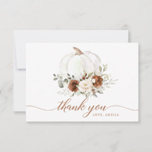 Cartão de Agradecimento Floral Rust Creme Abóbora 