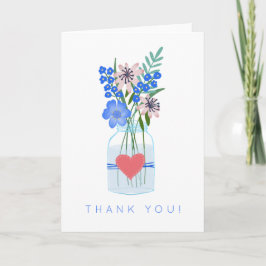 Cartão De Agradecimento Floral Rústico Azul