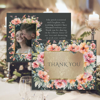 Cartão De Agradecimento Floral Sage Green Wedding Flat