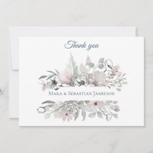 Cartão De Agradecimento ~* Floral Silver Rosa AR17 Tendy Casamento Elegant