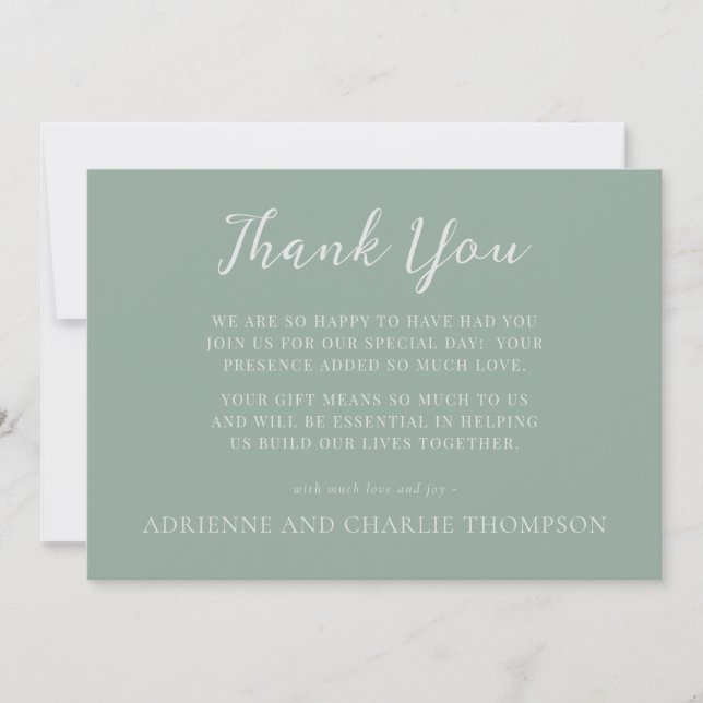 Cartão De Agradecimento Floral Simplicity 1 Modern Green Thank You Note (Frente)