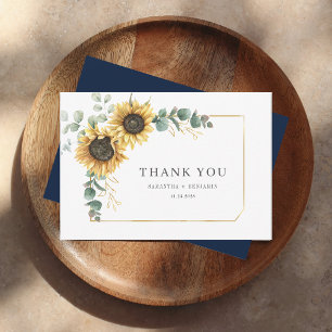 Cartão De Agradecimento Floral Sunflower Eucalyptus Wedding
