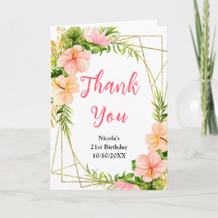 Cartão De Agradecimento Floral Tropical de Aniversário