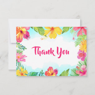 Cartão De Agradecimento Floral Tropical Luau Havaiano