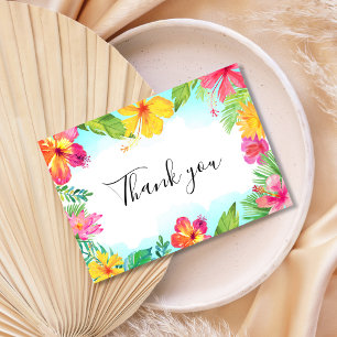 Cartão De Agradecimento Floral Tropical Luau Havaiano