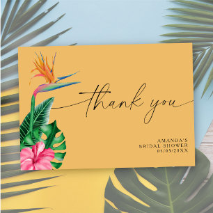 Cartão De Agradecimento Floral tropical - obrigada chá de noiva