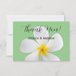 Cartão De Agradecimento Floral Tropical, Plumeria Branca em Sage, Casament