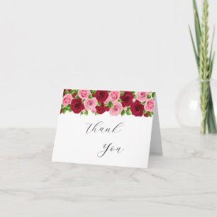 cartão de agradecimento floral vermelho e rosa req