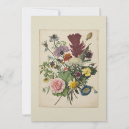 Cartão de Agradecimento Floral Vintage Séc. XVII