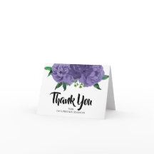 Cartão de Agradecimento Floral Violeta Roxo para C