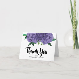 Cartão de Agradecimento Floral Violeta Roxo para C