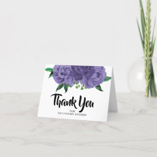 Cartão de Agradecimento Floral Violeta Roxo para C