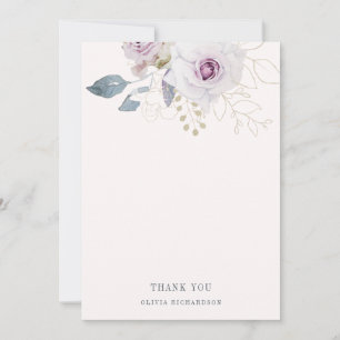 Cartão De Agradecimento Floral violeta suave e cor-de-rosa