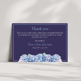 Cartão De Agradecimento Floral watercolor blue hydrangea funeral