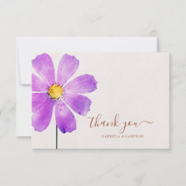 Cartão De Agradecimento Floral Watercolor Cosmos Daisy Terracotta Wedding