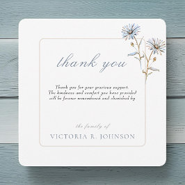 Cartão De Agradecimento Floral Watercolor Daisy Funeral Memorial Obrigado