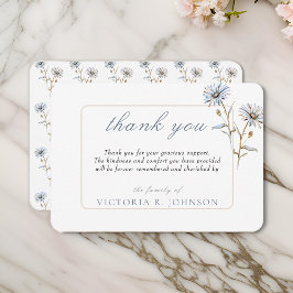 Cartão De Agradecimento Floral Watercolor Daisy Funeral Memorial Obrigado