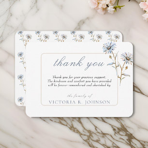Cartão De Agradecimento Floral Watercolor Daisy Funeral Memorial Obrigado