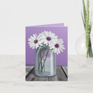 Cartão De Agradecimento Floral White and Purple Daisy Mason Jar cards