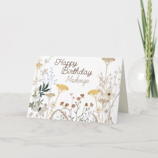 Cartão De Agradecimento Floral Wildflower Rustic Boho Whimsday (Frente)