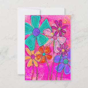 Cartão De Agradecimento Flores Abstratas Rosa