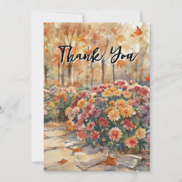 Cartão De Agradecimento Flores Aquarela Crisântemo Festa de Aniversário