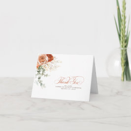 Cartão De Agradecimento Flores Aquarela Terracota Boho Obrigado