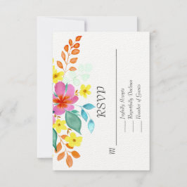 Cartão De Agradecimento Flores Aquareladas Modernas em Cores Vibrantes