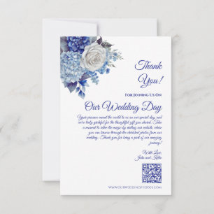 Cartão De Agradecimento Flores Azuis De Aquarela-Casamento-
