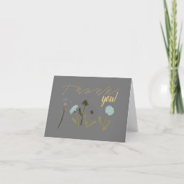 Cartão De Agradecimento Flores Azuis De Cinzas Dandelion Elegantes