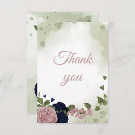 Cartão De Agradecimento Flores azuis e cor-de-rosa bonito