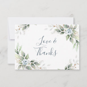 Cartão De Agradecimento Flores Azuis Elegantes Foliage