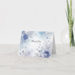 Cartão De Agradecimento Flores Azuis Suaves e Casamento Mista de Lavanda