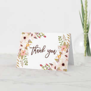 Cartão de Agradecimento Flores Boêmias Aquarela