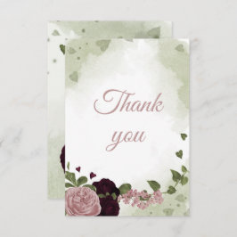 Cartão De Agradecimento Flores bonito de ameixa entupidas e rosa