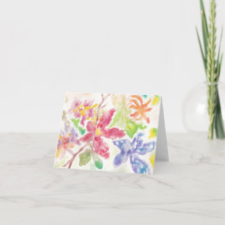 Cartão De Agradecimento Flores Botânicas Aquarela Jardim Flor Blank