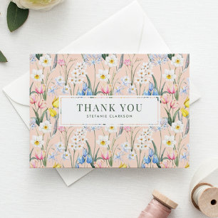 Cartão De Agradecimento Flores Botânicas de Primavera em Aquarela Graduaçã