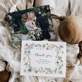Cartão De Agradecimento Flores Botânicas | Foto Elegante De Casamento