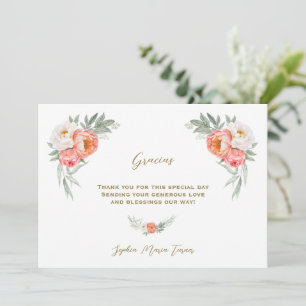 Cartão De Agradecimento Flores Brancas Chá de fraldas de Gracias Espanhola