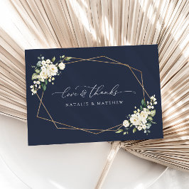 Cartão De Agradecimento Flores Brancas, Flores Creme, Verdura, Casamento 