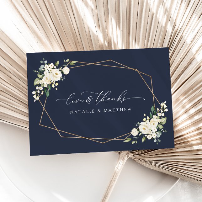 Cartão De Agradecimento Flores Brancas, Flores Creme, Verdura, Casamento  (Criador carregado)