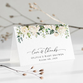 Cartão De Agradecimento Flores brancas, Flores de Creme, Boho, Chá de fral