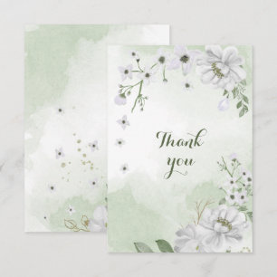 Cartão De Agradecimento flores brancas verdejante