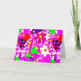 Cartão De Agradecimento Flores brilhantes de pop art