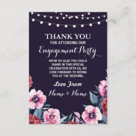 Cartão de agradecimento Flores Casamento Azul Rosa