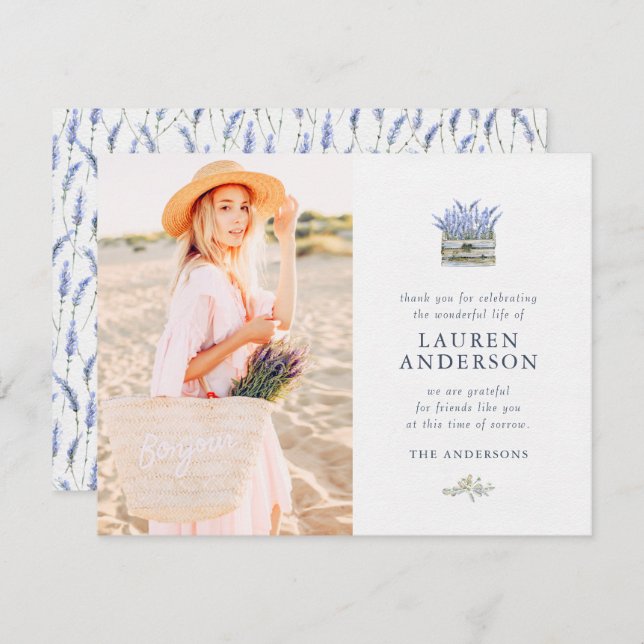 Cartão De Agradecimento Flores Chic Simples Modernas e Funerais do Memoria (Frente/Verso)